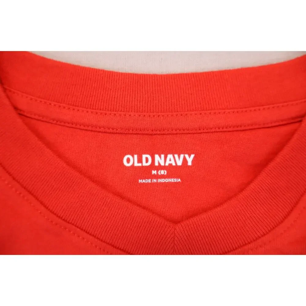 NEW Old Navy Kid Girl Red 13 Football V Neck Oversized T Shirt Top Size M